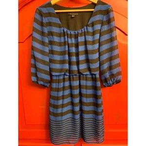 City Studio EUC Fully Lined Blue and Black Striped One Piece Dress Size Small S